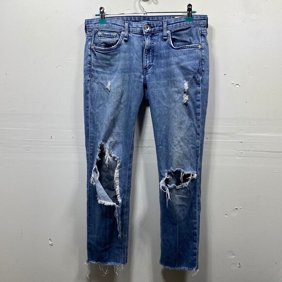 rag & bone Denim - Rag & Bone Distressed Dre Low Rise Boyfriend Jeans Size 27